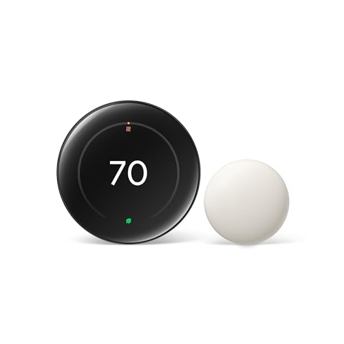 Google Nest Learning Thermostat (4th Gen, 2024) with Nest Temperature Sensor - Energy Saving Smart Thermostat with Adaptive Eco - Works with Alexa and Google Home App - Polished Obsidian