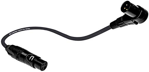 Balanced XLR Cable Right Angle Male to Straight Female - 30 Feet Black - Pro 3-Pin Microphone Connector for Powered Speakers, Audio Interface or Mixer for Live Performance & Recording