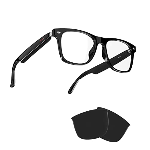 ldawu Bluetooth Sunglasses for Men Women, Smart Glasses Listenable Songs, Smart Bluetooth Sunglasses, Voice Contro (Half Clear Lens)