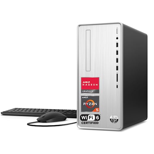 HP Pavilion Tower Desktop, AMD Ryzen 5 5600G, 64GB DDR4 RAM, 1TB PCIe SSD, SD Card Reader, VGA, HDMI, Wi-Fi 6, Wired KB & Mouse, Windows 11 Home