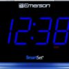 Emerson CKS1507 Smartset Radio Alarm Clock, 1.4" Blue LED Digital Display, USB Charging Port, Brightness Dimmer Controls, Bluetooth Connectivity, Set Alarm to Radio, Music, or Buzzer, Black - Image 2