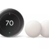 Google Nest Learning Thermostat (4th Gen, 2024) with 2 Temperature Sensors (2nd Gen) - Polished Obsidian