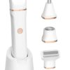 Electric Bikini Trimmer for Women - 4 in 1 Electric Shaver for Women, Waterproof Pubic Hair Trimmer and Facial Hair Remover, Replaceable Razors & Nose Hair Trimmer, Rechargeable Women's Grooming Kit