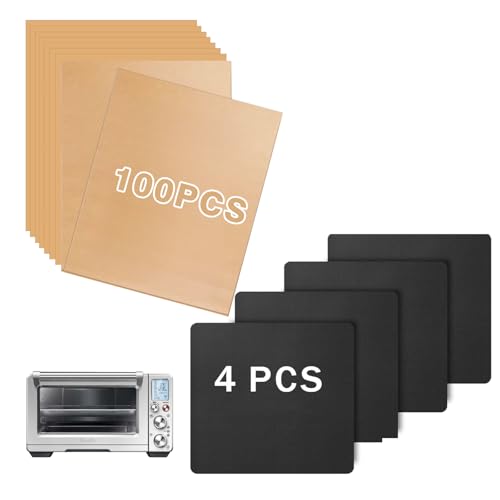 Air Fryer Liners Disposable Compatible with the Breville Smart Oven Air Fryer Pro BOV900BSS, 100PCS Parchment Paper for Baking, Baking Sheet Accessories for Breville Oven
