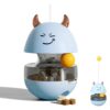 SIWWBW Cat Ball Toy & Treat Dispenser - Interactive Cat Puzzle Feeder with Slow Feeder & Spill Ball Function (Blue)