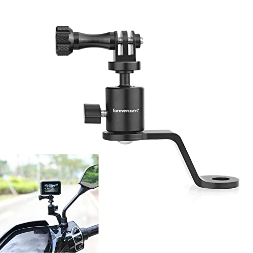 Forevercam Aluminum Motorcycle Mirror Mount with Gopro Hero 13/12/11/10/9/8 AKASO DJI Osmo and Other Action Camera 360 Degree Rotation