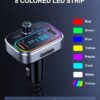 Bluetooth FM Transmitter for Car Wireless Radio Adapter Kit, Hands-Free Calling Dual Microphone, Fast Charging 18W & PD 20W for All Smartphones Audio Players, Supports TF/SD Card and USB Disk - Image 5