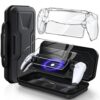 Klipdasse Accessories Kit Compatible with PlayStation Portal, EVA Carrying Case for PS5 Portal, 2 Pack HD Tempered Screen Protector and Hard Full Clear Cover Crystal Case for Ps Portal Accessories