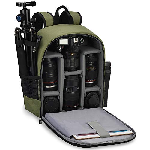 Cwatcun Camera Messenger Bag, Vintage Canvas Camera Bag for Photography with Tripod Holder, Professional DSLR SLR Mirrorless Camera Case, Flap Camera Shoulder Bag Compatible with Canon Nikon Sony, S