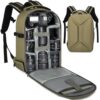 TORIBIO Hardshell Camera Backpack for DSLR/SLR Mirrorless Camera, Professional Photography Waterproof Camera Case for Canon/Nikon/Sony with Tripod Holder & Laptop Compartment, Khaki