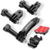 MiPremium Rotary Extension Arm Helmet Mount Set for GoPro Hero 13 12 11 10 9 8 7 6 5 4 Session Black Silver XIAOYI 4K SJCAM Sports Action Camera Accessories Kit Motorcycle Curved Chin Pivot Connector