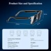 Blackview Smart Glasses, 5.0 Bluetooth Sunglasses with Open Ear Speaker Headphone, Voice Assistant Compatible, Blue Light Blocking Lenses Sunglasses for Men/Women (Sunglass, Black) - Image 2