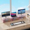 gianotter Computer Monitor Stand Riser, office organizer with Drawer, Office Organizers Storage for Classroom Office Supplies (Pink) - Image 6