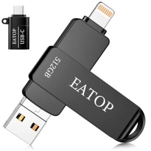 Gulloe 512GB USB Flash Drive Intended for iPhone iPad, Memory Stick Storage for Photos and Videos Backup, Compatible with iPhone iPad Android PC, Plug and Play, No Application Required (Dark Gray)