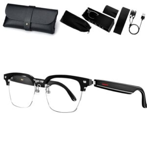 ldawu Bluetooth Sunglasses for Men Women, Smart Glasses Listenable Songs, Smart Bluetooth Sunglasses, Voice Contro (Half Clear Lens)