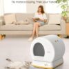 MeoWant Self-Cleaning Cat Litter Box, Advanced Safety System Automatic Cat Litter Box Perfect for Multi Cats, Extra Large/Odor Control/APP Control Smart Cat Litter Box with Mat & Liner, Yellow - Image 2