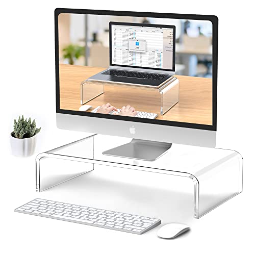 BoYata Monitor Stand, Adjustable Monitor Riser Metal Computer Stand Compatible with TV, PC, Laptop, Computer, iMac, and All Screen Display-Black