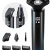 Electric Razor for Men, Removable Magnetic 3D Electric Shaver, 10,000 RPM High Speed Motor, IPX8 Waterproof, USB Fast Charging, Multi Functional Professional Hair Trimmer Kit Included,Black