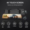 Veement 4K Rear View Mirror Camera, 10'' 4K Mirror Dash Cam with 1080P Backup Camera, Dash Cam Front and Rear for Car with Voice Control, 24H Parking Mode, Night Vision, 32GB SD Card Included - Image 2
