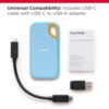 SanDisk 2TB Extreme Portable SSD - Up to 1050MB/s, USB-C, USB 3.2 Gen 2, IP65 Water and dust Resistance, Updated Firmware, Sky Blue - External Solid State Drive - SDSSDE61-2T00-G25B - Image 4
