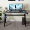 PayLessHere 47 Inch Gaming Desk PC Carbon Fiber Table Ultimate Gamer Workstation with Cup Holder & Headphone Hook for Home Office,Blue (Blue) - Image 4