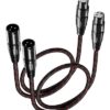 GLANICS XLR Microphone Cable Braided Balanced Shielded Short XLR Cables 2ft feet 2 Pack Male to Female 3 Pin for Microphones Recording, Live Stage, Audio Mixer, Amplifier，Speaker,Camcorder