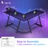 Mr IRONSTONE L Shaped Gaming Desk Corner Computer Desk, Home Office Desks Writing Workstation with Large Monitor Stand, Easy to Assemble (Black,51 Inch) - Image 7