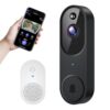 Hubposh Wi-Fi Smart Video doorbell Camera Wireless with Motion Detection, Night Vision, Cloud Storage, Two Way Audio, Chime Ringer Included (Black)