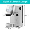 CASABREWS 3700 Essential Espresso Machine 20 Bar, Stainless Steel Cappuccino & Latte Machine with Steam Frother for Home, 49oz Water Tank, Silver - Image 7