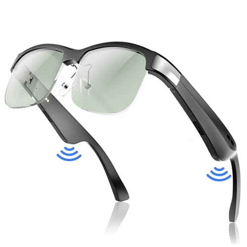 GenXenon Smart Glasses, Clear Blue Light Glasses for Woman, Magnetic Charging,Remote Photography, Open-ear Design, Voice Assistant, 5.3 Bluetooth with Audio Mic for Working Gaming (GS03-C)