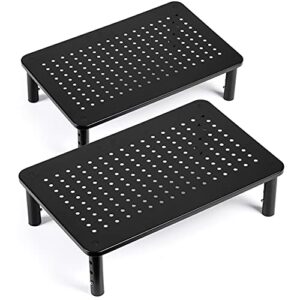 TEAMIX 20 inch Monitor Stand Riser, Wood Monitor Stand for Desk, TV/Screen/PC/Printer/Laptop Riser, Computer Stand with Keyboard Organizer, Black Desktop Stand, Monitor Riser (Black, 20 inch)
