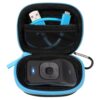 BOVKE Carrying Case for Noxgear 39g Wearable Waterproof Bluetooth Speaker, Magnetic Clip-On Wireless Portable Mini Bluetooth Speakers Holder, Mesh Pocket for Charging Cables, Black+Blue