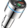 FM Transmitter for Bluetooth 5.3, [All-Metal] PD 30W & QC3.0 18W Fast Car Charger, Wireless FM Radio Kit Bluetooth Car Adapter, Noise Cancelling Hands-Free Call, Blue Light - Silver
