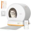 MeoWant Self-Cleaning Cat Litter Box, Advanced Safety System Automatic Cat Litter Box Perfect for Multi Cats, Extra Large/Odor Control/APP Control Smart Cat Litter Box with Mat & Liner, Yellow