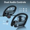 bmani Wireless Earbuds Bluetooth Headphones 48hrs Play Back Sport Earphones with LED Display Over-Ear Buds with Earhooks Built-in Mic Headset for Workout Black - Image 4