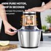 LINKChef Food Chopper, 8 Cup Food Processor Mini Electric, 2L 600W Meat Grinder with 4 Bi-Level Blades, Stainless Steel Mincer for Kitchen, Vegetable, Onion, Garlic, Salad, Baby Food, Fruit, Nuts - Image 2