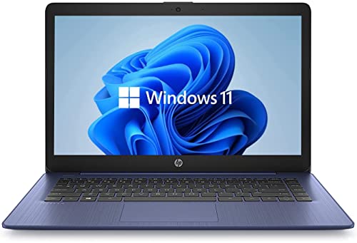 HP 14" HD Touchscreen Laptop, Windows 11, Intel Celeron Dual-Core Processor Up to 2.60GHz, 4GB RAM, 64GB SSD, Webcam, Dale Blue (Renewed)