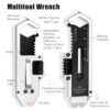 Small Multitool Wrench 9 in 1 Pocket Adjustable Wrench for Screw with Mini Pry Bar Nail Puller Keychain Tool Caliper Measuring Ruler Glass Breaker EDC Gadget Survival Gear for Men Cycling Hiking - Image 2