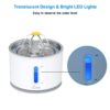 Wonder Creature Cat Water Fountain with Stainless Steel Lid, 2.4L/81oz Automatic Cat Fountain with LED Light and Water Level Window for Cats and Dogs - Image 4