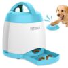 PETGEEK Automatic Dog Treat Dispenser with Button - Puzzle Memory Training Dog Button Feeder, Pet Geek Button Treat Food Dispensing Dog Toys Interactive, Iq Training Dog Feeder (Blue)