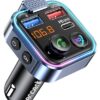 LENCENT Bluetooth 5.3 FM Transmitter, Wireless Radio Adapter Car Kit with Type-C PD 30W+ QC3.0 Fast USB Charger, Hands-Free Calling, Audio Stereo Mp3 Player Receiver, Supports U Disk, Color Light