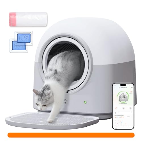 AutoScooper 11 Self Cleaning Litter Box, Removal Smart Litter Box with Open-Top Design, Automatic Cat Litter Box with Liners and Mat Included, White (Manufacturer by PETPIVOT INC)