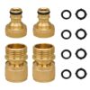 Napredak garden hose quick connector, 3/4 inch GHT male and female thread brass coupler Fittings for water pipe faucet watering device, Easy connect and release adapter, 2 sets