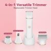 Electric Bikini Trimmer for Women - 4 in 1 Electric Shaver for Women, Waterproof Pubic Hair Trimmer and Facial Hair Remover, Replaceable Razors & Nose Hair Trimmer, Rechargeable Women's Grooming Kit - Image 3