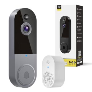 1080P Wireless Video Doorbell Camera with Chime Ringer, Night Vision, Cloud Storage, 2.4GHz Wi-Fi, Smart AI Human Detection, 2-Way Talk, Real-Time Alert, Battery Powered for Home Security (Black)