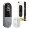 1080P Smart Video Doorbell Included Ring Chime, Wide-Angle Lens, Battery Powered, Night Vision, Security Camera Wireless for Indoor/Outdoor Surveillance (Silver)