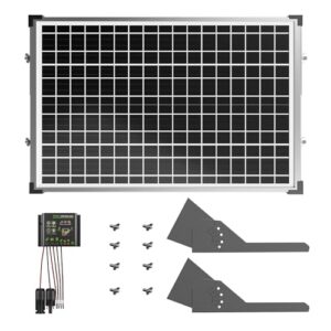 ZUMI 30W Solar Panel for Automatic Gate Opener, IP67 Door Opener Kit With Tempered Glass Tubular Mounting Bracket, Monocrystalline Solar Power System