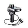 BASERY Radio FM Transmitter Bluetooth5.0, Multifunctional Handsfree Car Kit Adapter with iPhone & Android Cellphone Charger Type C Cable, TF Card, USB Flash Disk MP3 Player for Car (Black)