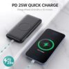 Wireless Portable Charger Power Bank,13800mAh 15W Fast Wireless Charging 25W PD QC 4.0 USB-C Power Bank, 4 Output & Dual Input External Battery Pack Compatible with iPhone 16/15/14/13/12,Android etc - Image 2