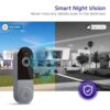 1080P Smart Video Doorbell Included Ring Chime, Wide-Angle Lens, Battery Powered, Night Vision, Security Camera Wireless for Indoor/Outdoor Surveillance (Silver) - Image 3